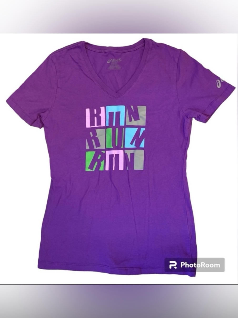 ASICS Run Run Run Women’s Small Purple T-Shirt Cotton Marathon Running Purple